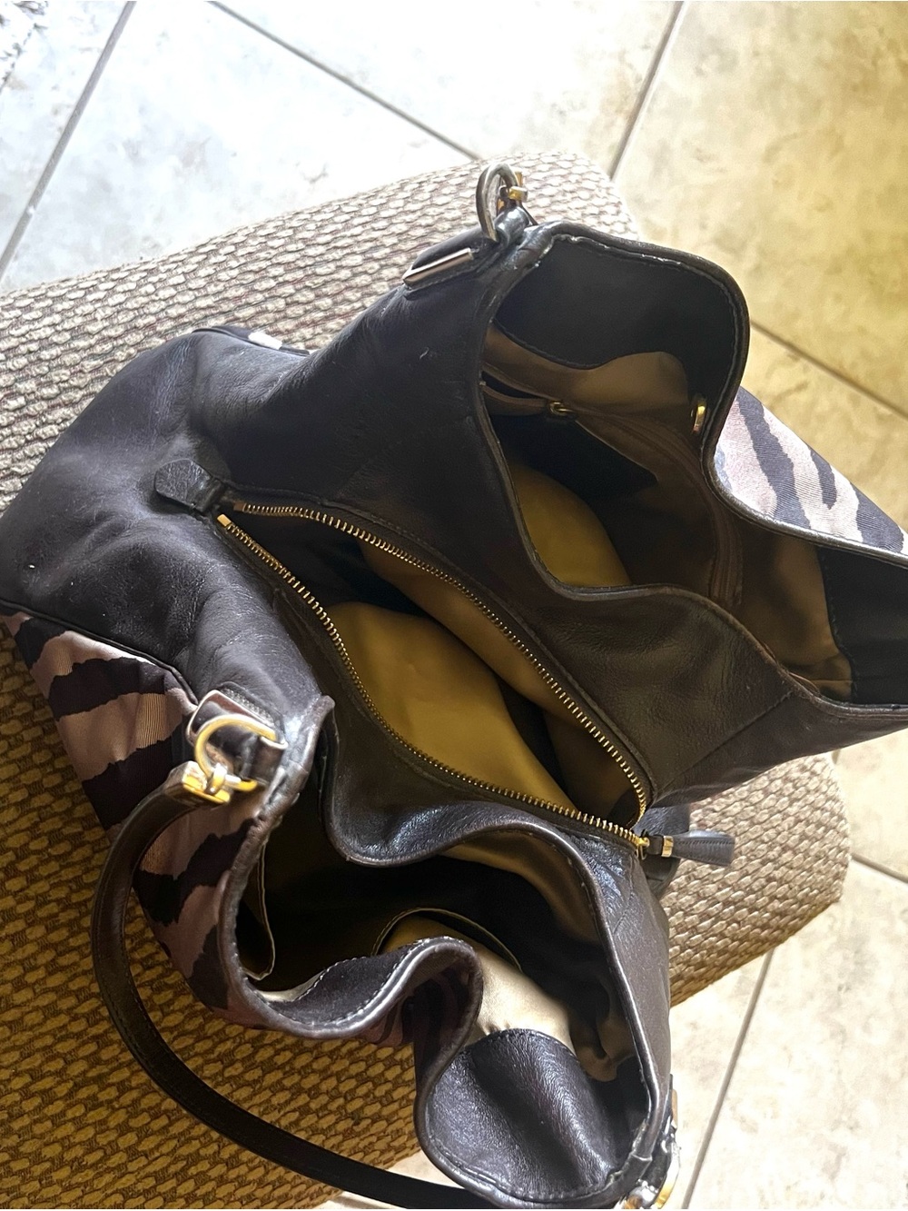 Coach Brown and Dark Brown Zebra-Print Shoulder Bag - Picture 2 of 2